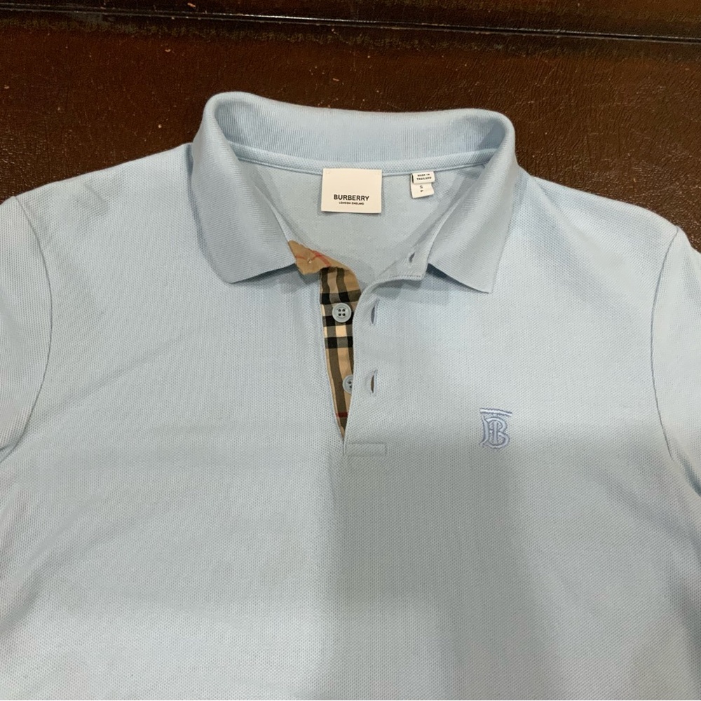 Burberry Polo Shirt, Light Blue, S